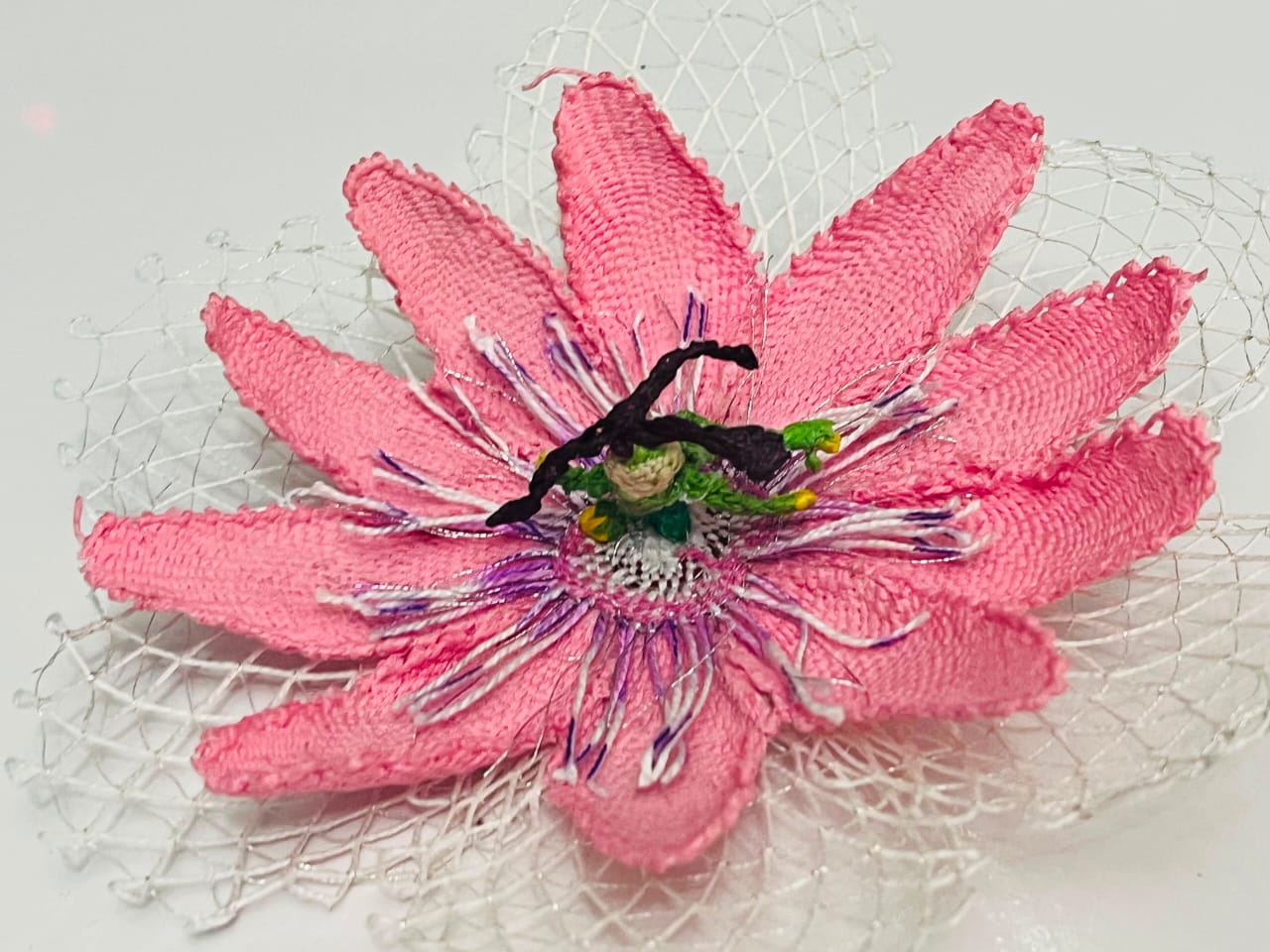 Flor de Mburucuyá Rosa en Ñandutí