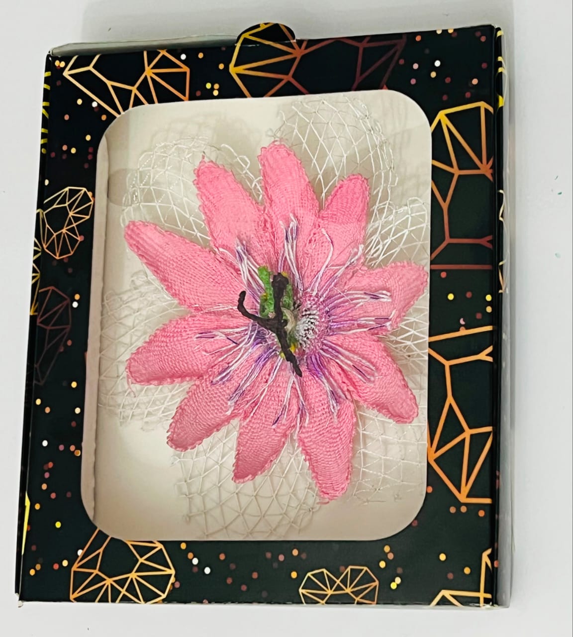 Flor de Mburucuyá Rosa en Ñandutí