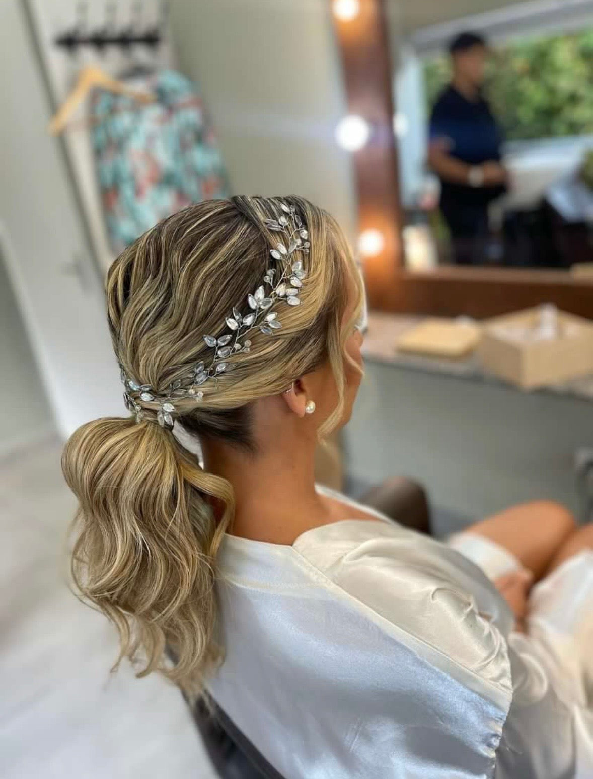 Tocado de Novia con Strass Plata