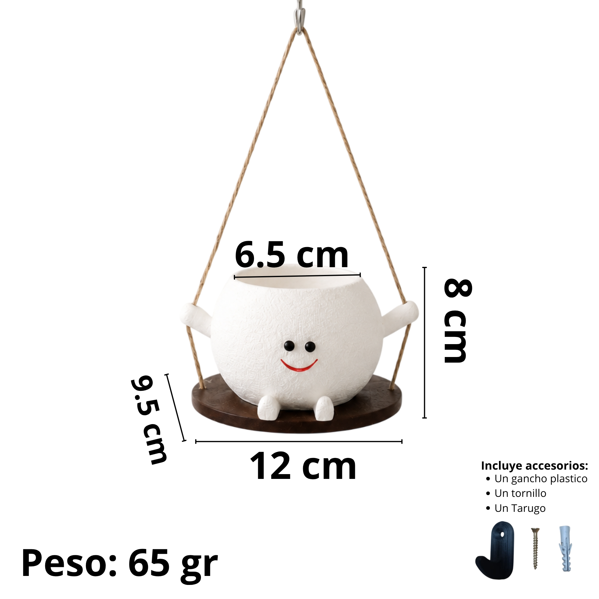 Maceta colgante de patas cortas